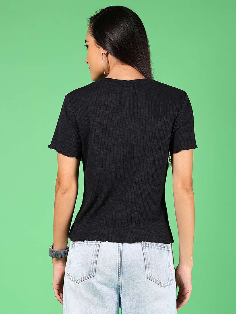 women solid short sleeves regular top - 21924540 - Standard Image - 2