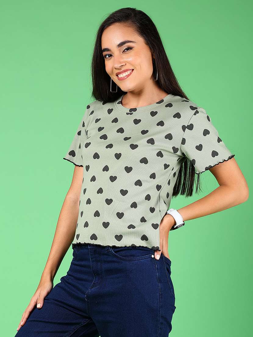 women printed short sleeves regular top - 21924553 - Standard Image - 2