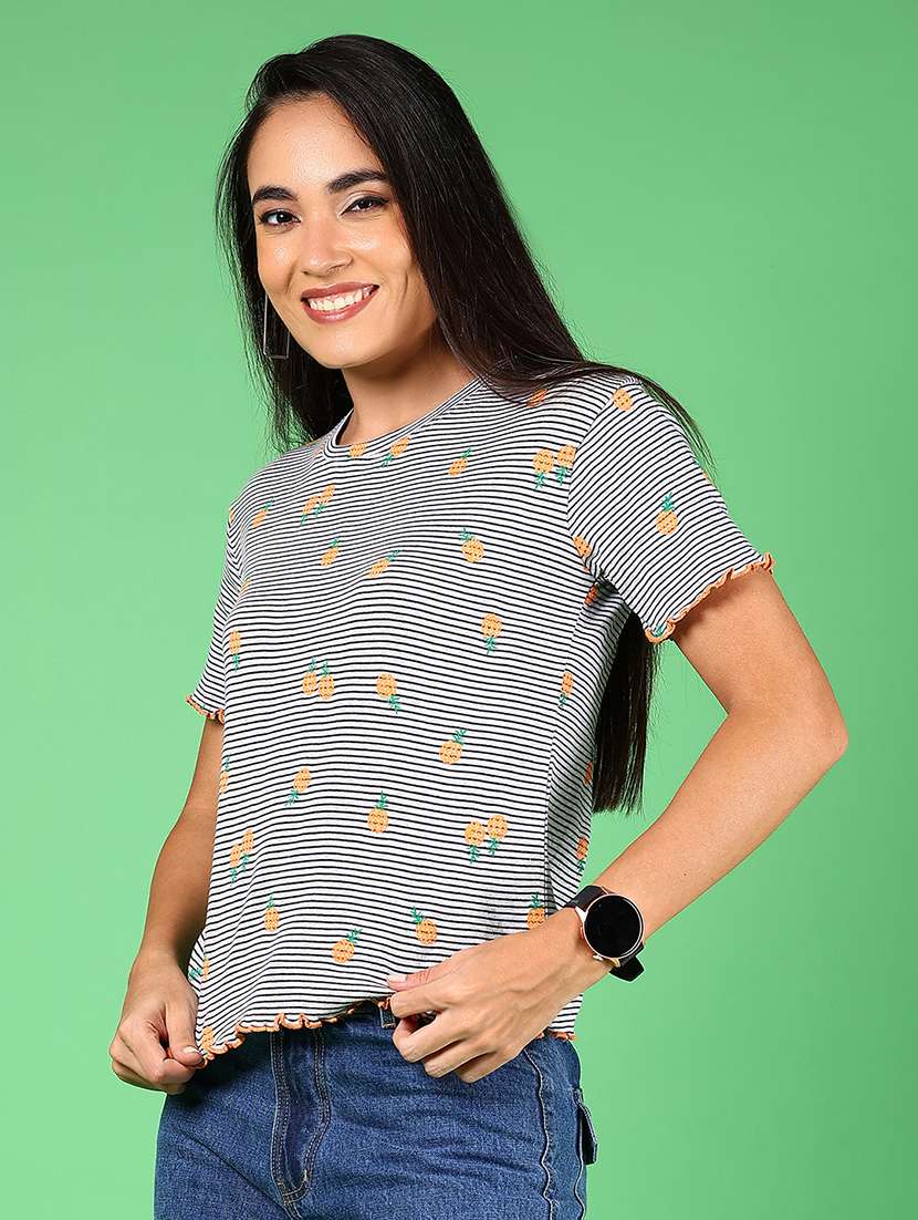 women printed short sleeves regular top - 21924580 - Standard Image - 2