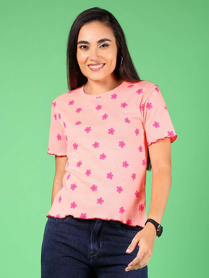 women printed short sleeves regular top - 21924581 - Standard Image - 2