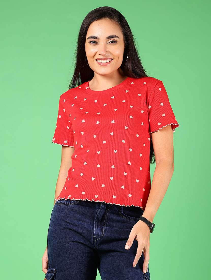women printed short sleeves regular top - 21924582 - Standard Image - 2