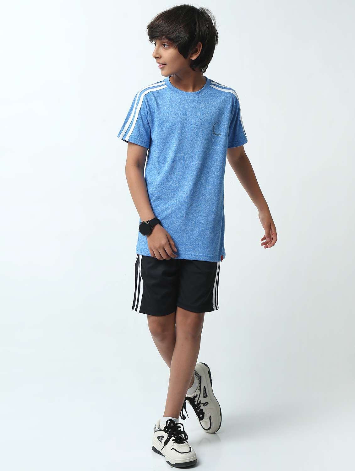 boys striped t-shirt & shorts casual wear set