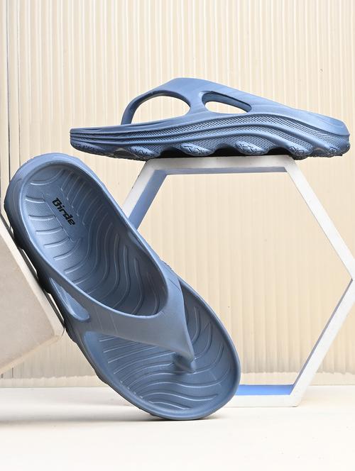 men blue solid slip on slipper - 21924892 - Standard Image - 0