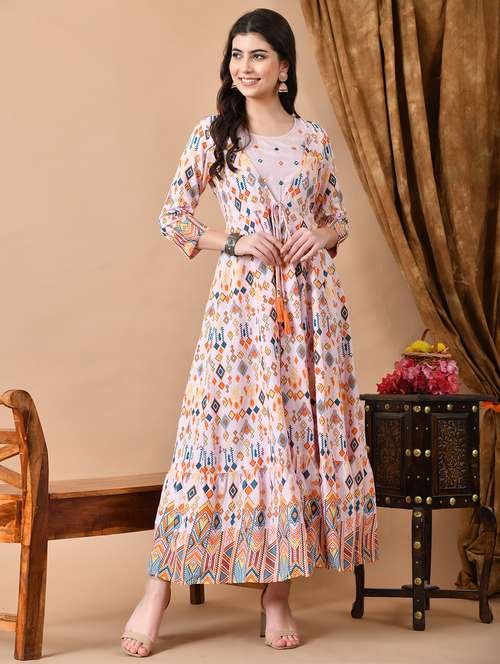 women three quarter sleeve ethnic dress - 21924908 -  Standard Image - 0