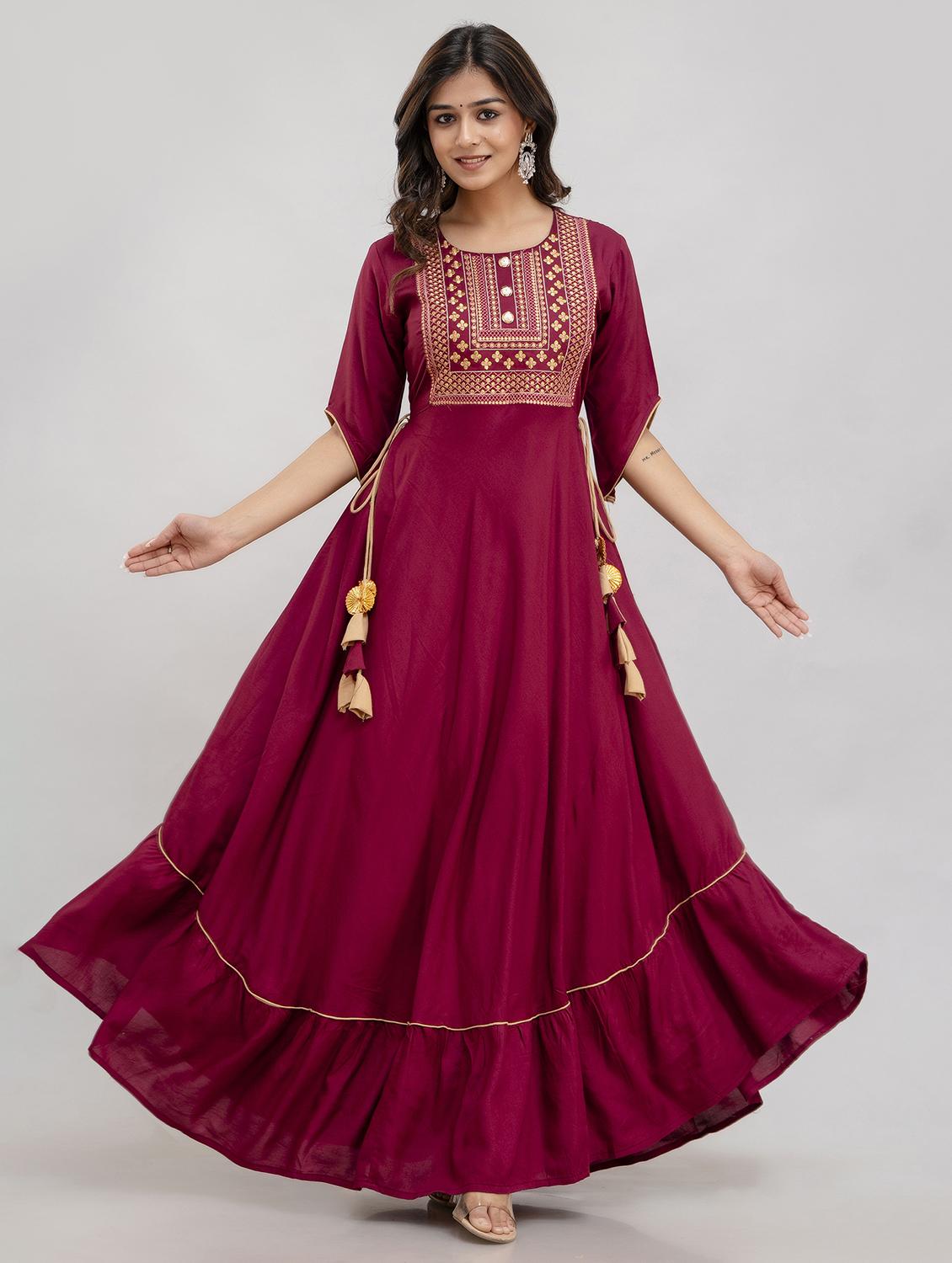 women embroidered three quarter sleeve ethnic dress - 21924913 - Zoom Image - 0