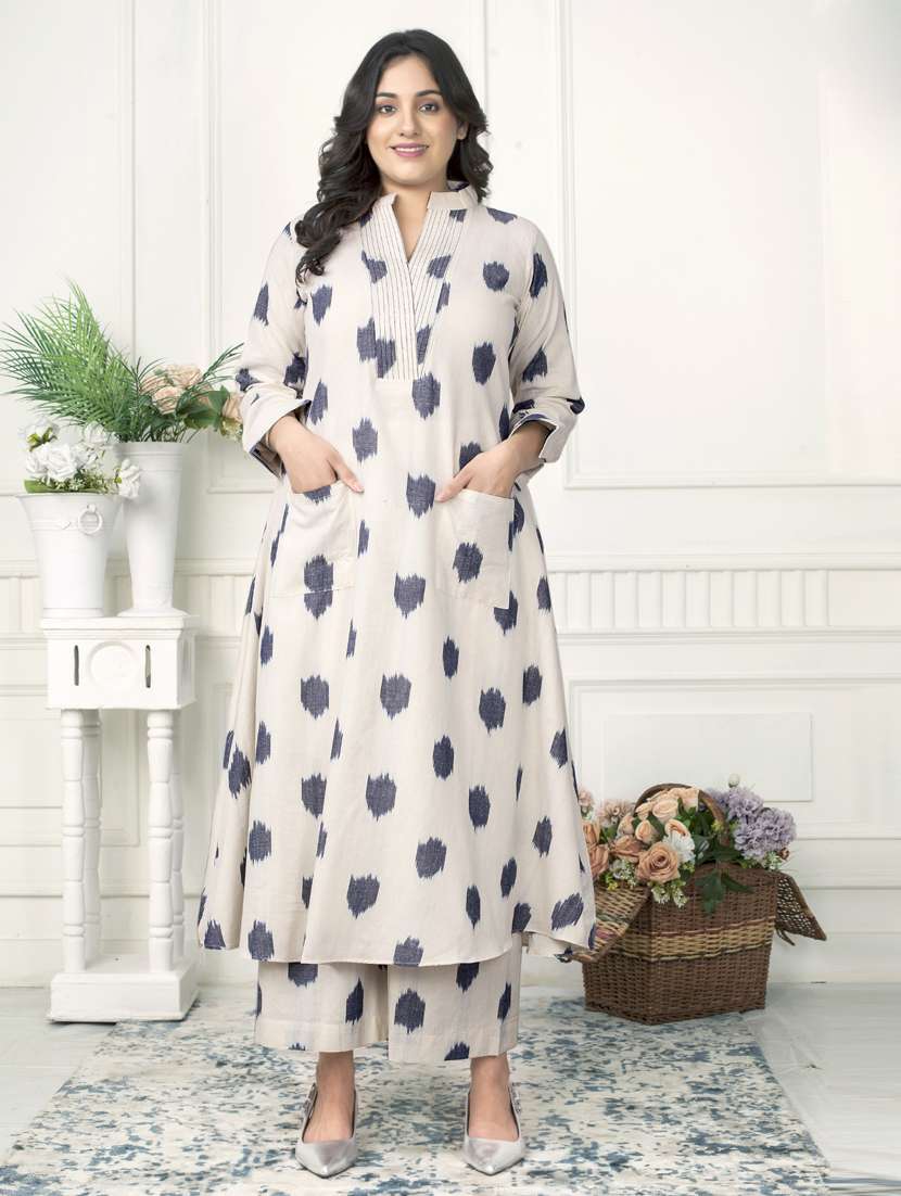 women ikat long sleeve kurta palazzo set
