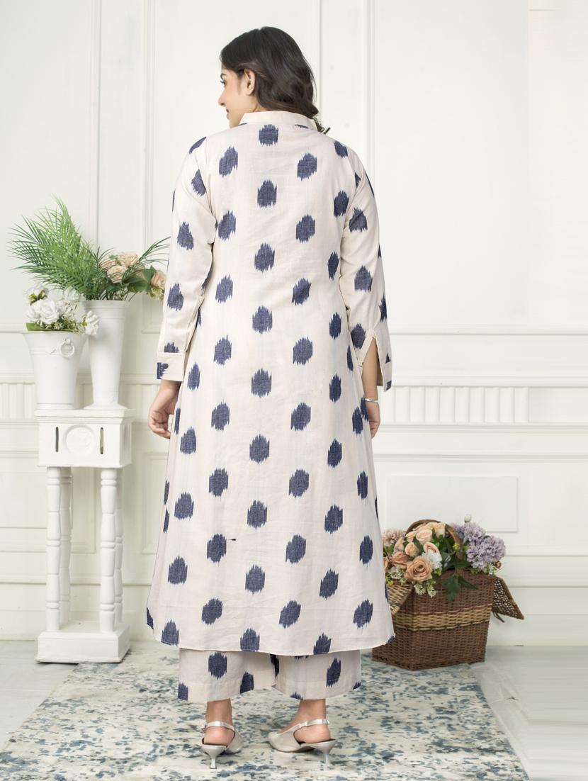 women ikat long sleeve kurta palazzo set - 21924961 - Standard Image - 2