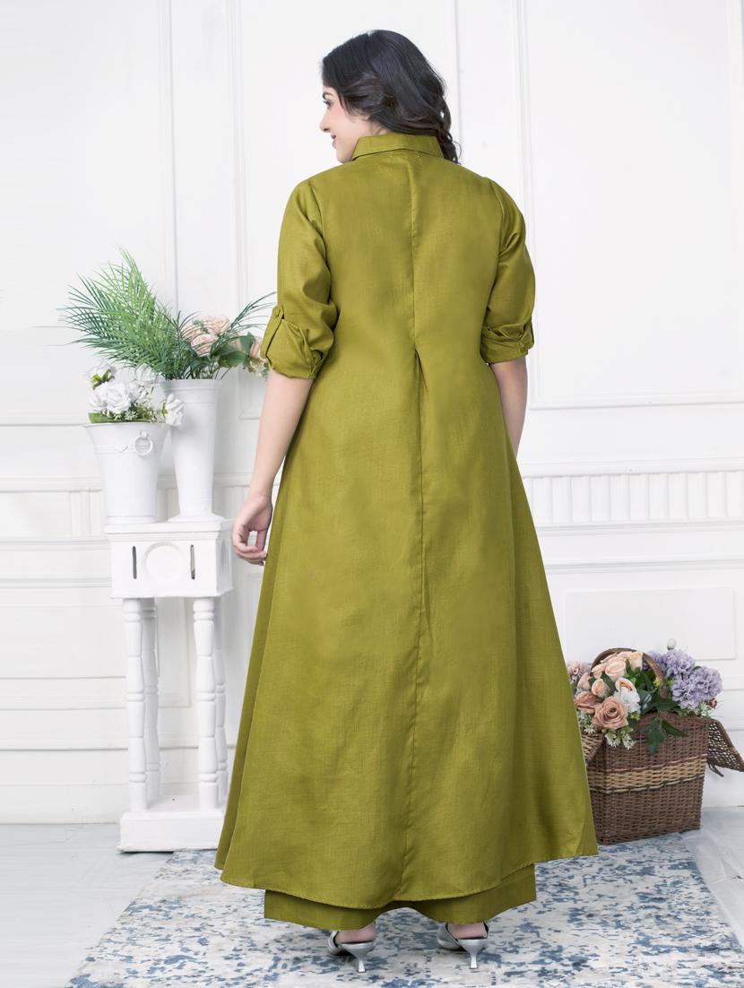 women solid long sleeve kurta palazzo set - 21924963 - Standard Image - 2