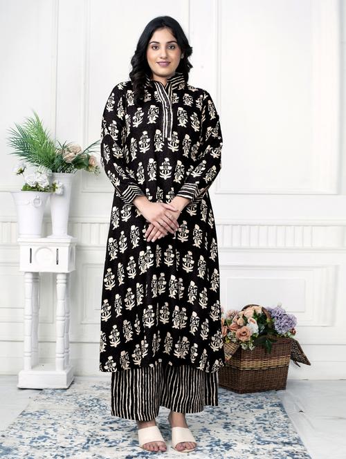 women printed long sleeve kurta palazzo set - 21924976 - Standard Image - 0