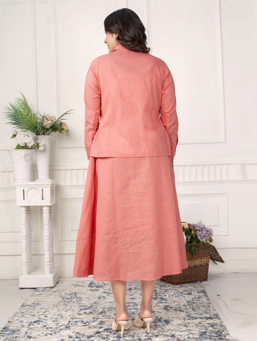 women peach solid shoulder strap ethnic dress - 21924989 -  Standard Image - 2