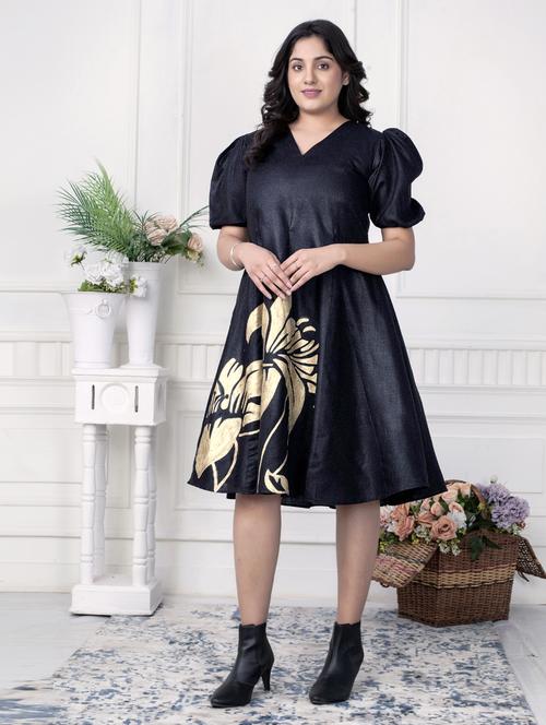 women black floral printed puff sleeve dress - 21924991 -  Standard Image - 0