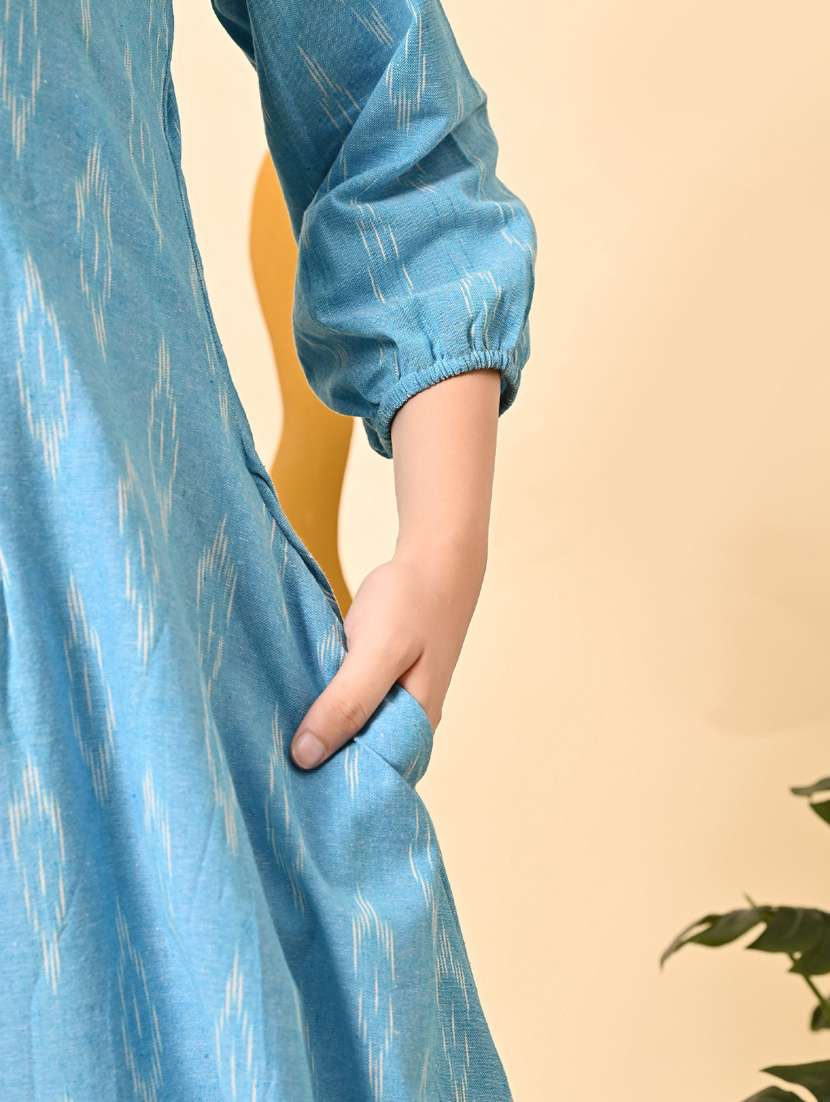 women ikat print three quarter sleeve ethnic dress - 21925001 - Standard Image - 7