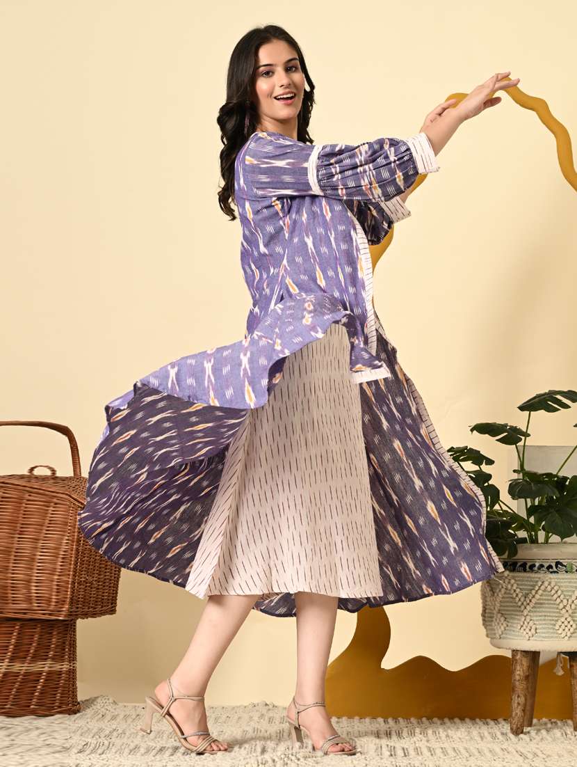 women ikat print three quarter sleeve ethnic dress - 21925002 - Standard Image - 7