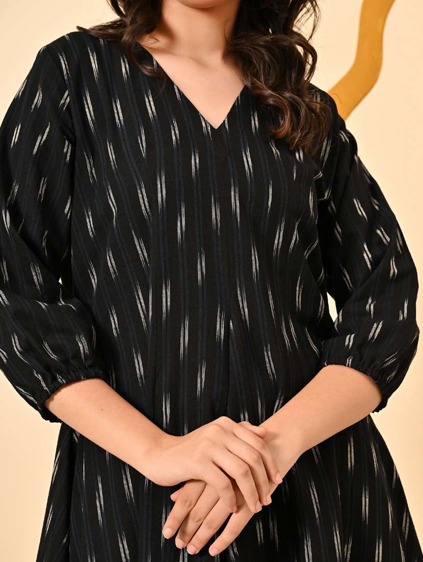 women ikat print three quarter sleeve ethnic dress - 21925005 -  Standard Image - 2