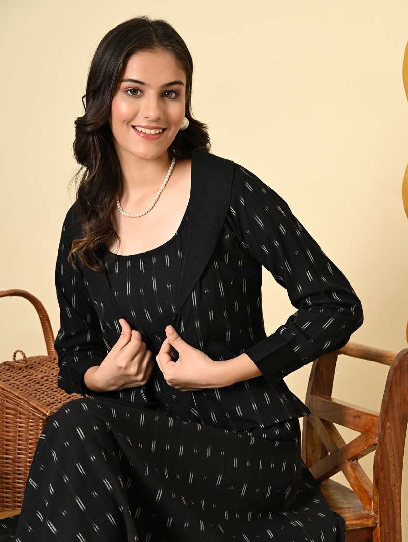 women black ikat print long sleeve ethnic dress - 21925010 -  Standard Image - 2