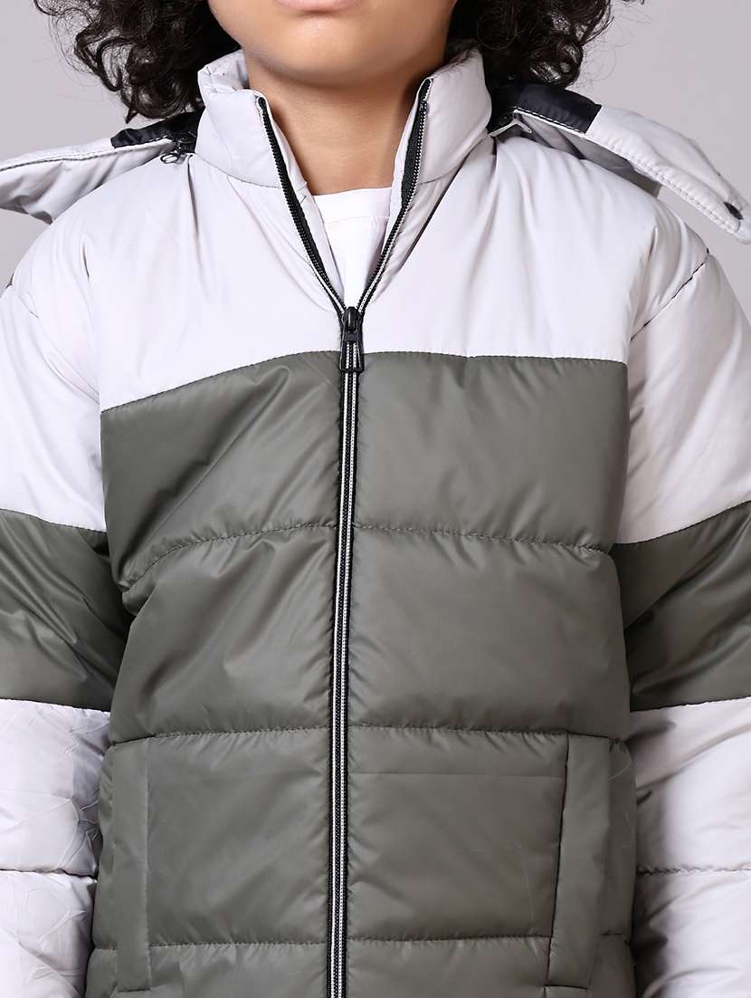 boys color blocked long sleeve hooded quilted jacket  - 21925098 -  Standard Image - 2