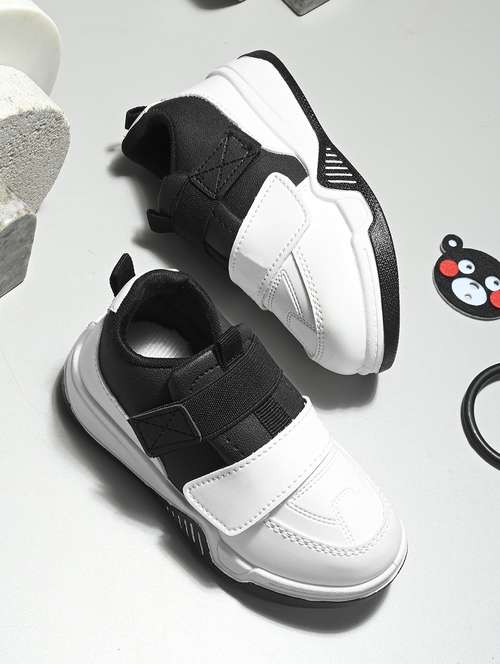 boys whit & black velcro sneaker - 21925116 - Standard Image - 0