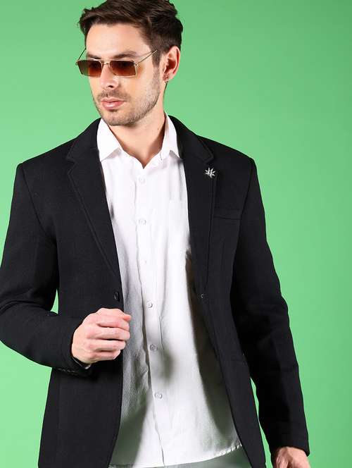 men lapel collar single breasted casual blazer