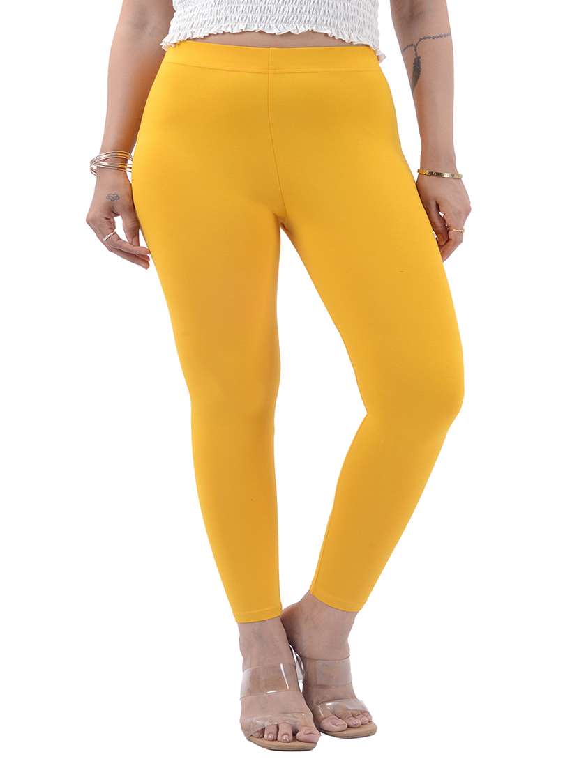 women solid mid rise ankle length legging