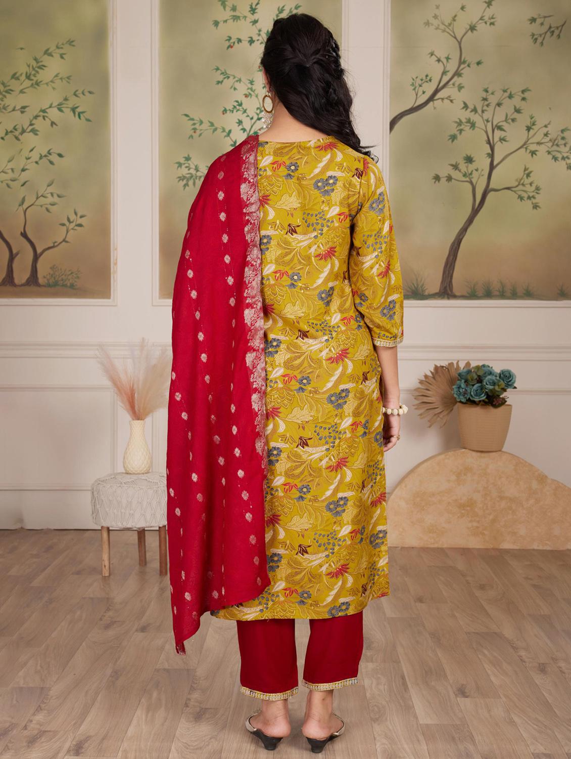 women three quarter sleeve kurta pant with dupatta set - 21925217 - Standard Image - 2