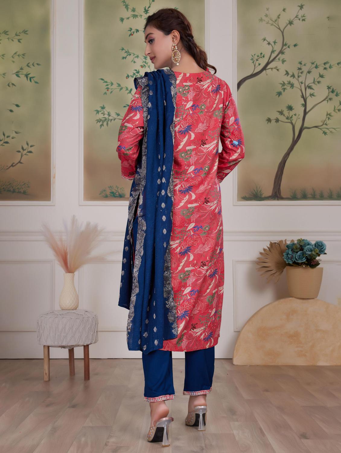 women three quarter sleeve kurta pant with dupatta set - 21925218 - Standard Image - 2