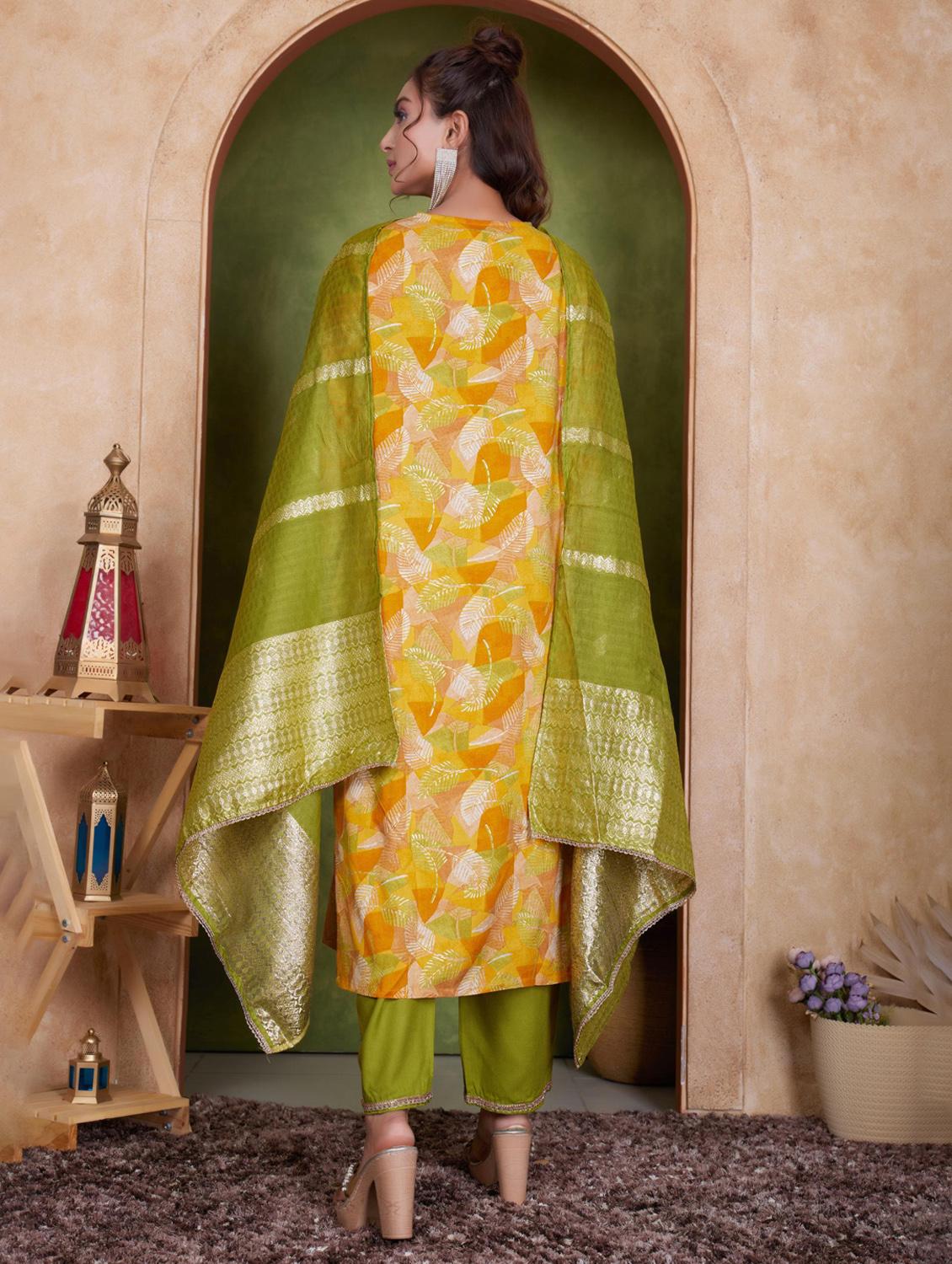 women three quarter sleeve kurta pant with dupatta set - 21925219 - Standard Image - 2