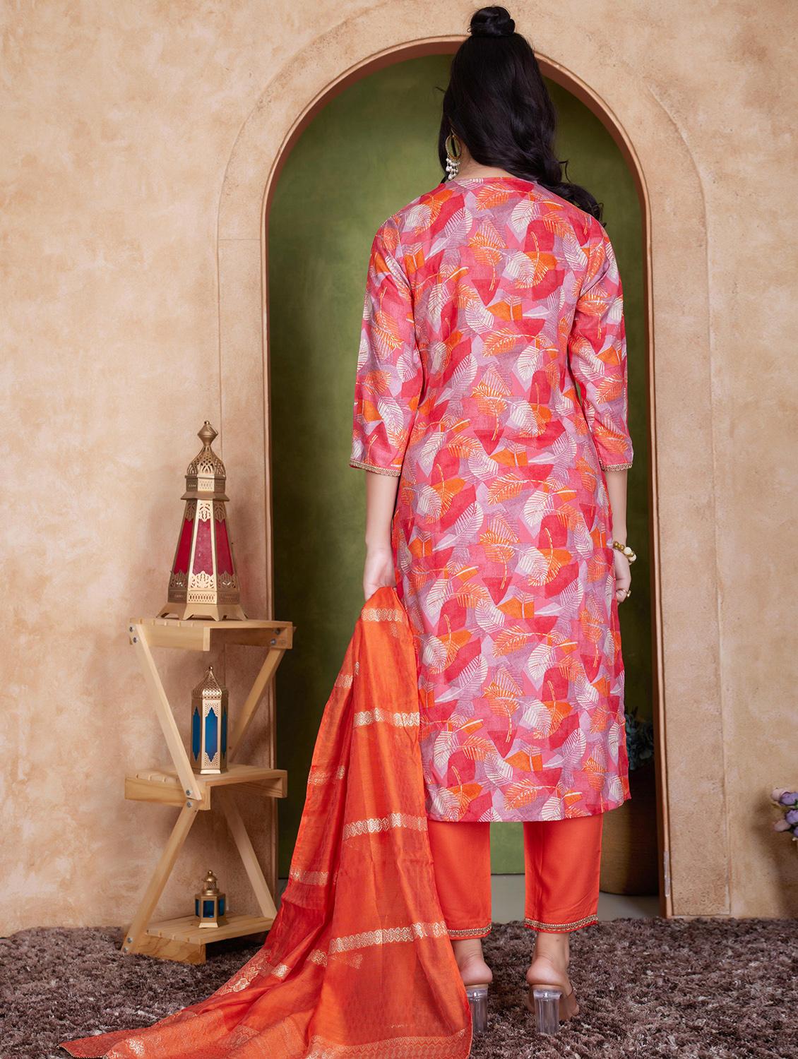 women three quarter sleeve kurta pant with dupatta set - 21925220 - Standard Image - 2