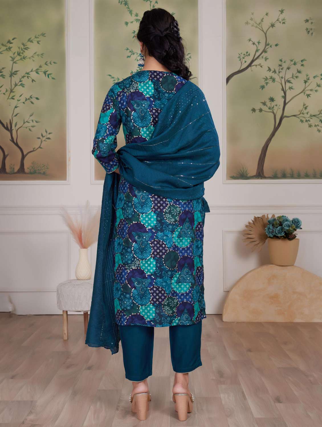 women three quarter sleeve kurta pant with dupatta set - 21925223 -  Standard Image - 2