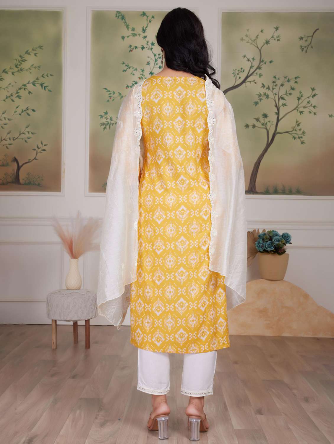women three quarter sleeve kurta pant with dupatta set - 21925226 - Standard Image - 2