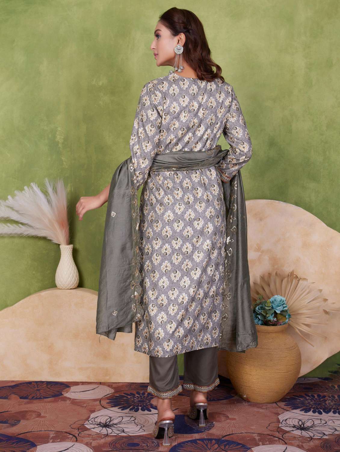women three quarter sleeve kurta pant with dupatta set - 21925230 -  Standard Image - 2