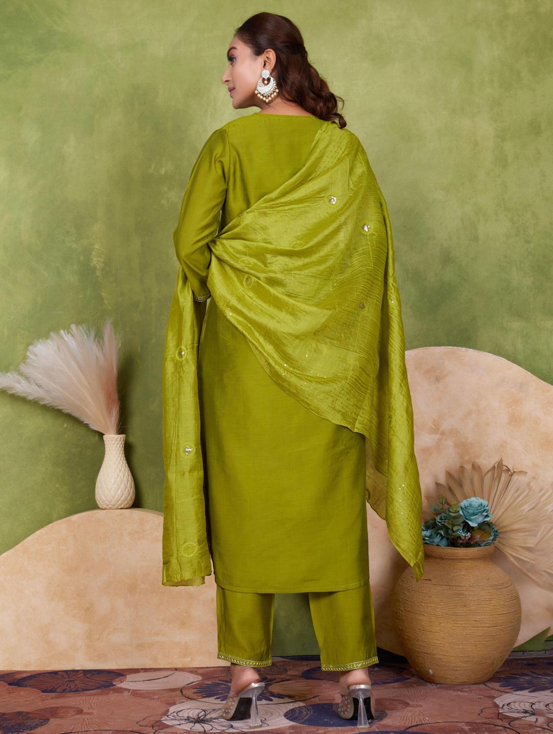 women three quarter sleeve kurta pant with dupatta set - 21925252 - Standard Image - 2
