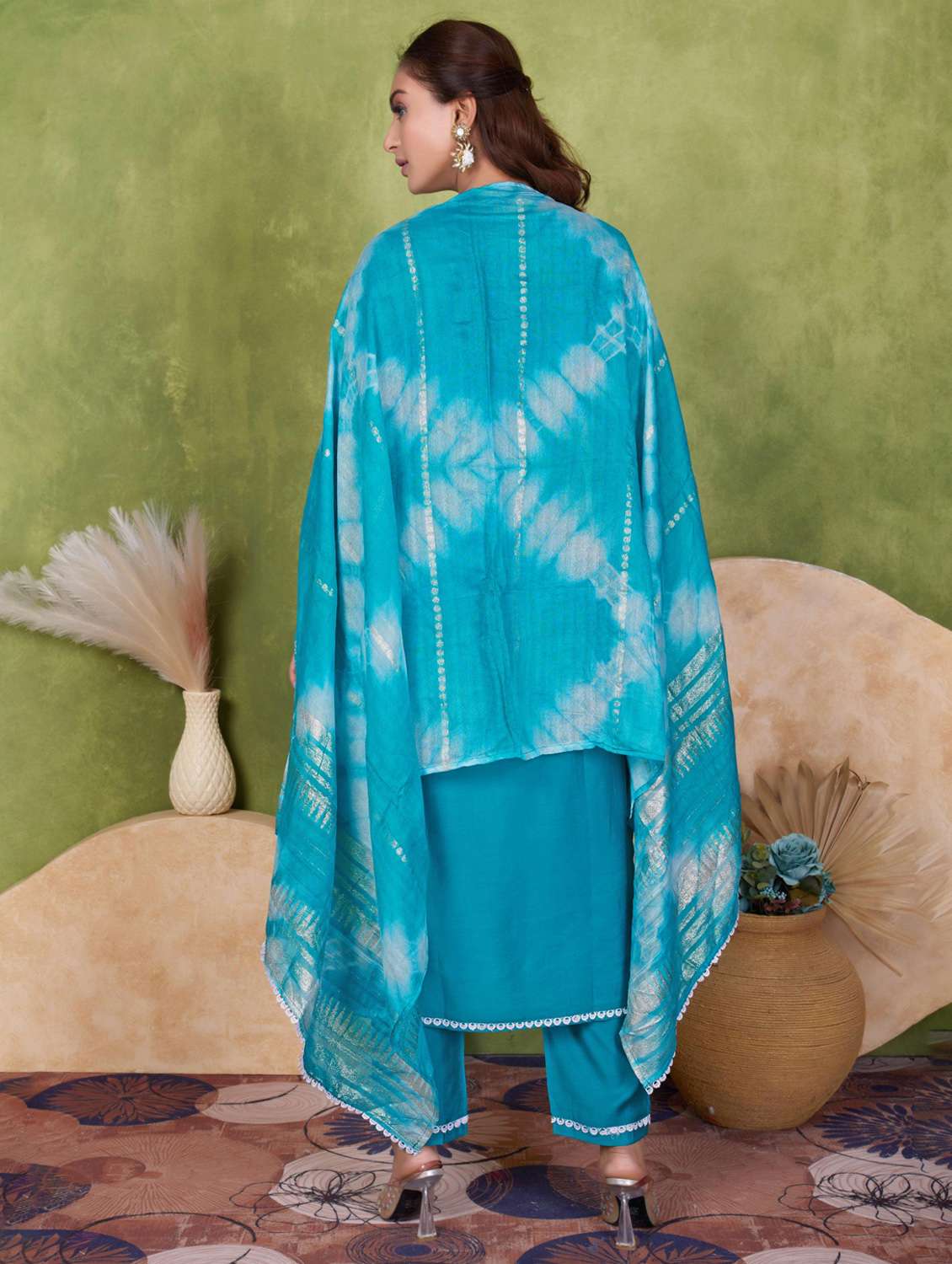 women three quarter sleeve kurta pant with dupatta set - 21925253 -  Standard Image - 2