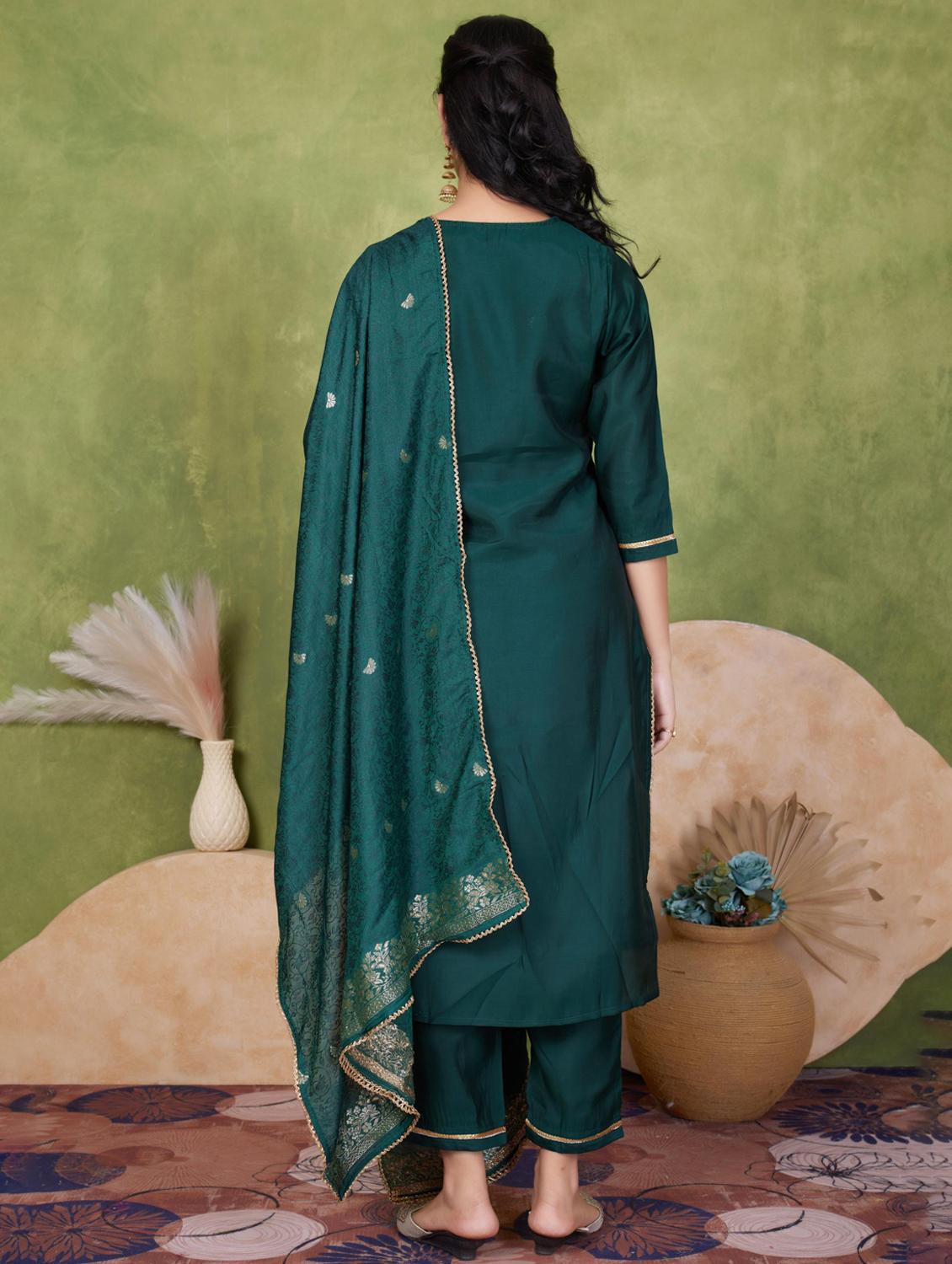women three quarter sleeve kurta pant with dupatta set - 21925262 - Standard Image - 2