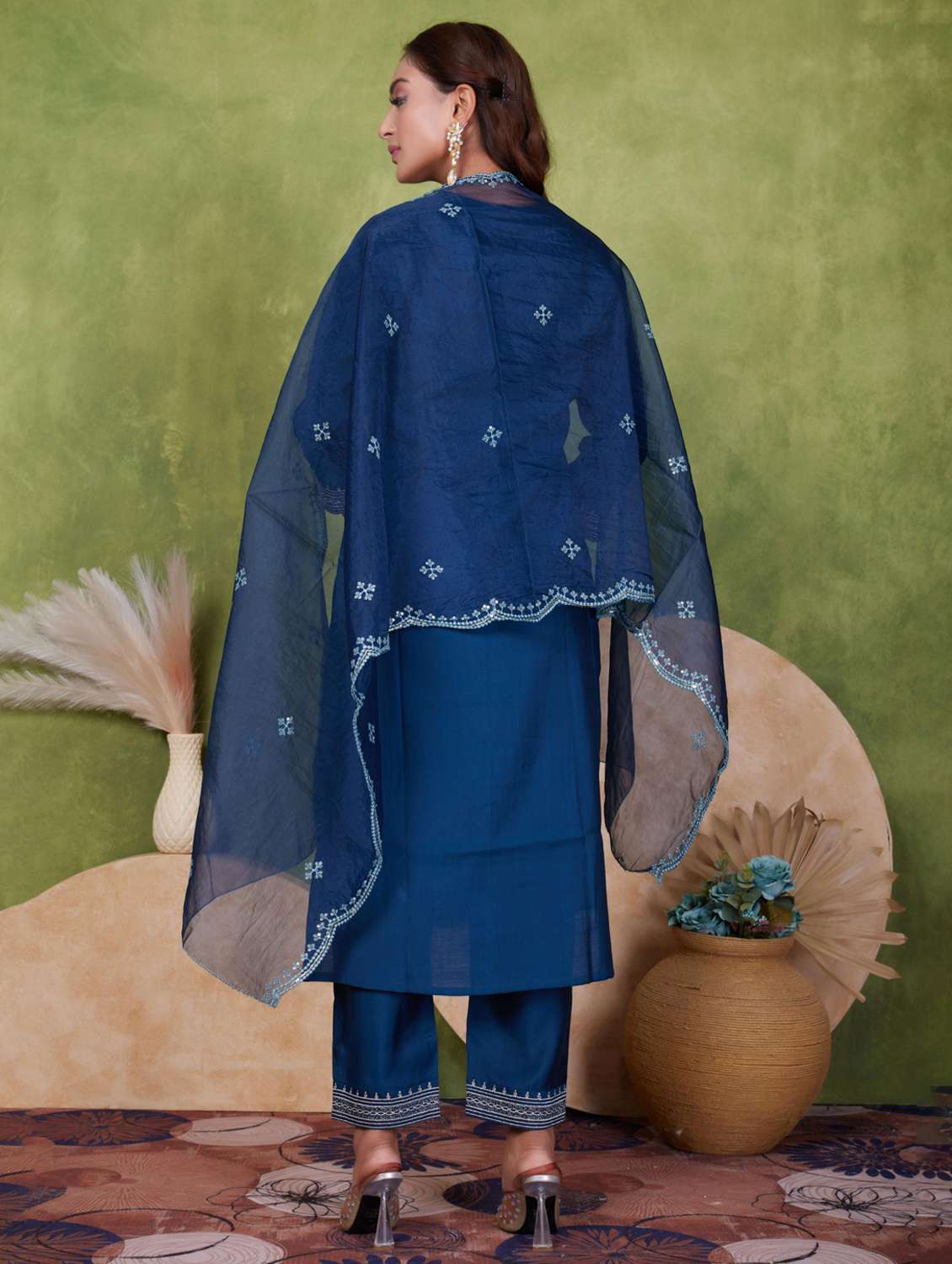 women three quarter sleeve kurta pant with dupatta set - 21925265 -  Standard Image - 2