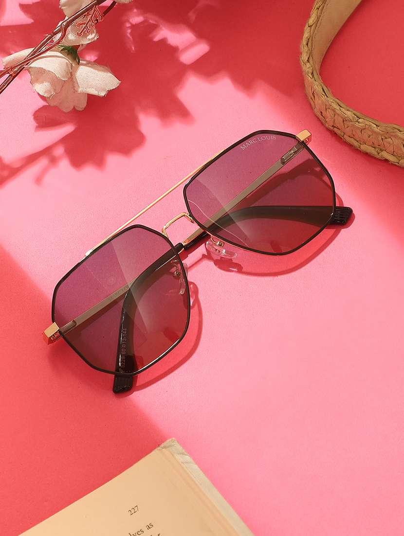 marc louis unisex square metal full-rim golden black gradient uv protected sunglass ml 9226 golden black sg - 21925297 - Zoom Image - 0