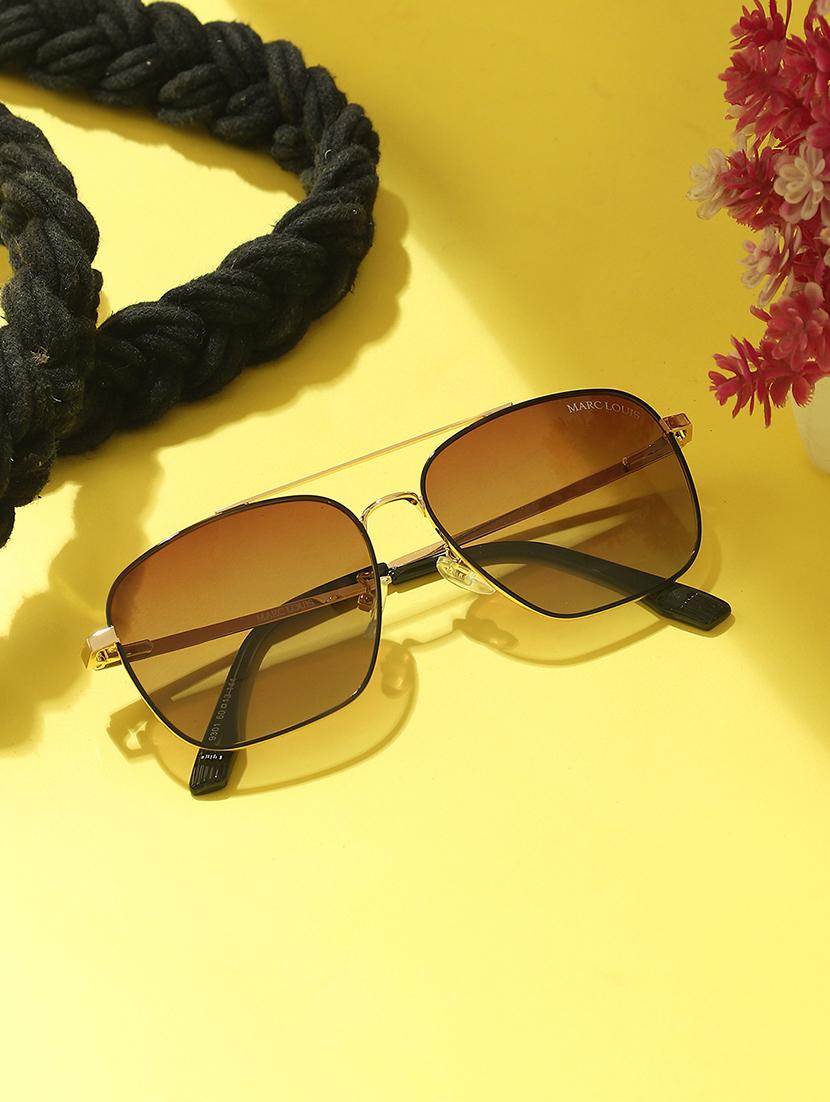 marc louis unisex square metal full-rim golden brown gradient uv protected ml 9301 golden brown sunglass - 21925305 - Zoom Image - 0