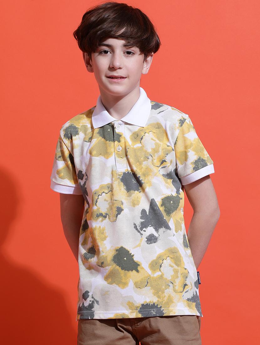 boys printed short sleeve regular fit polo t-shirt