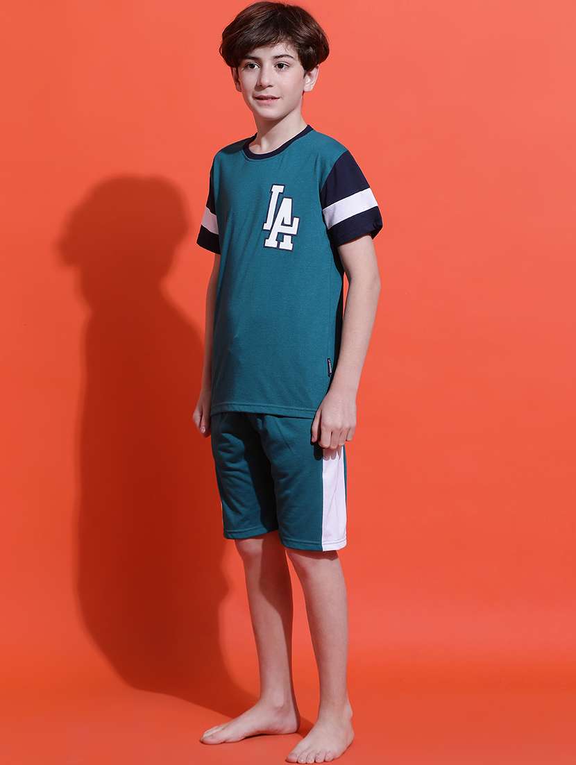 boys color blocked nightwear shorts set - 21925514 -  Standard Image - 2