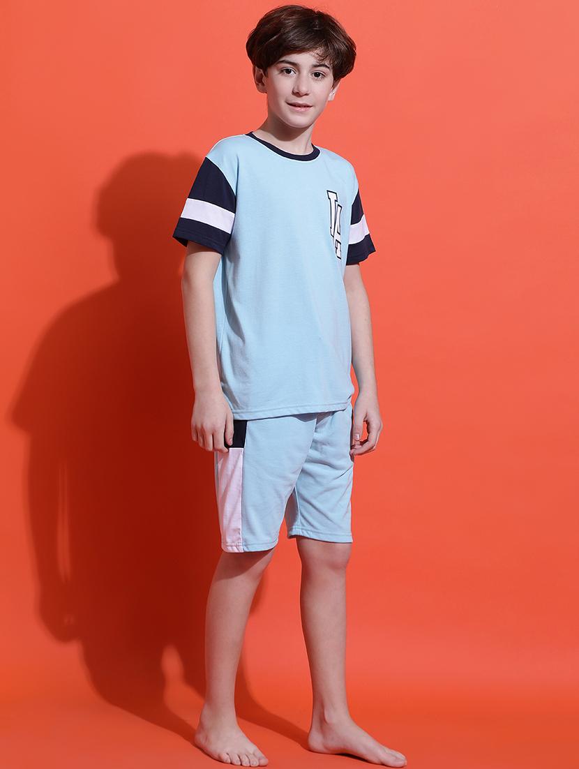 boys color blocked nightwear shorts set - 21925515 - Standard Image - 2