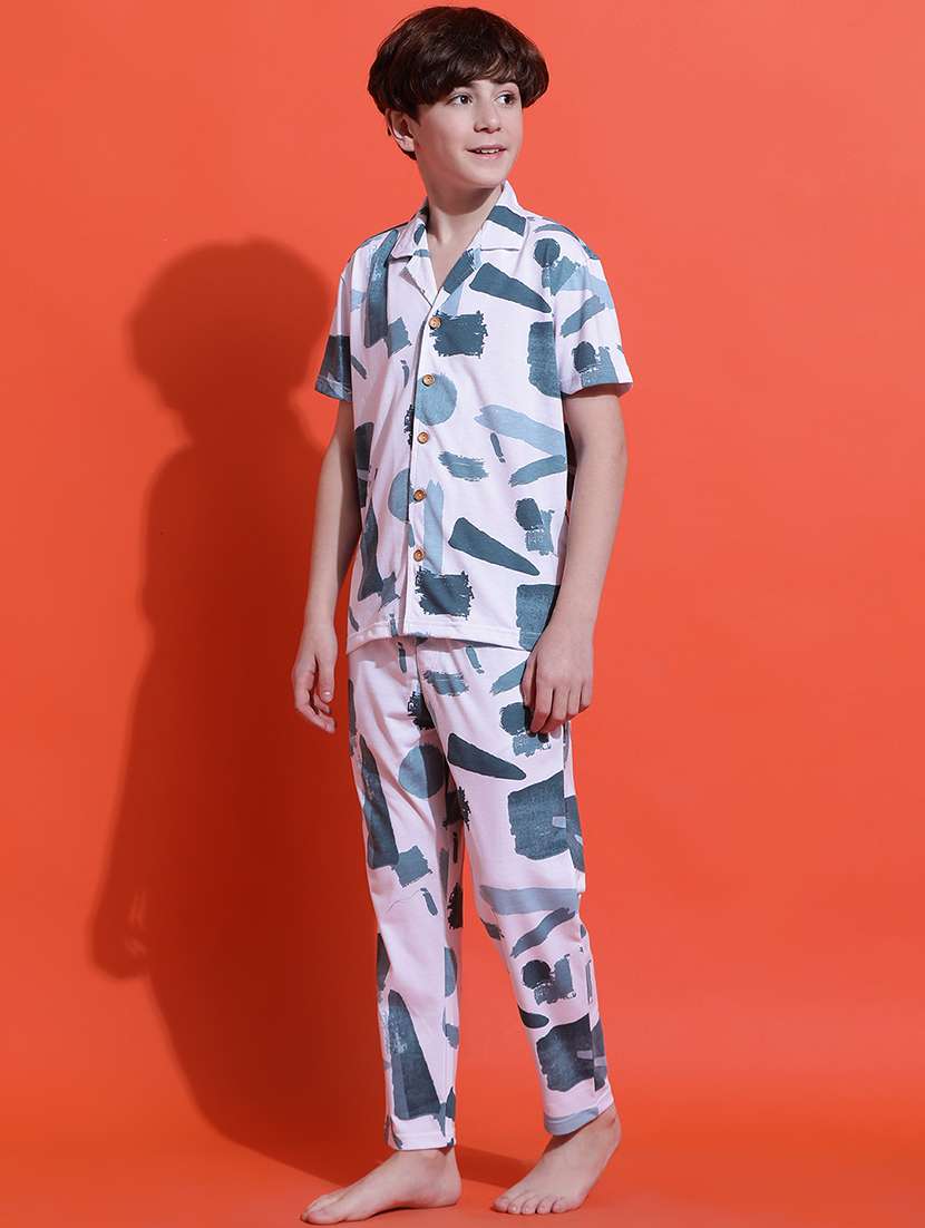 boys white printed nightwear pyjama set - 21925516 -  Standard Image - 2