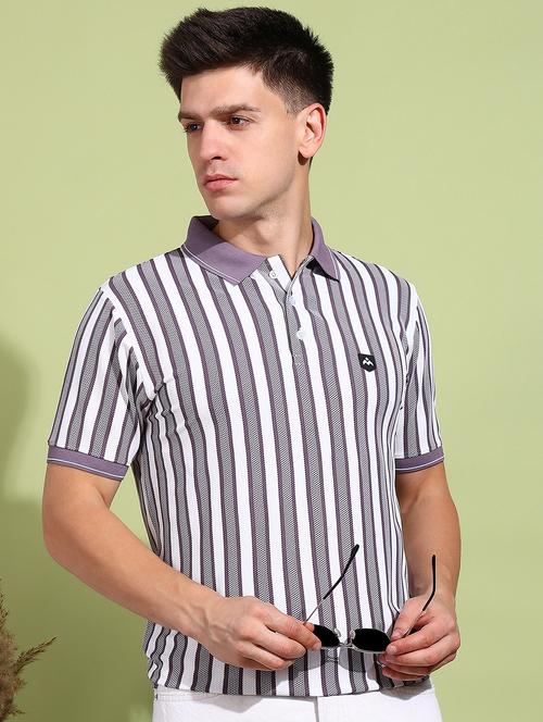men striped short sleeve regular fit polo t-shirt - 21925549 - Standard Image - 0