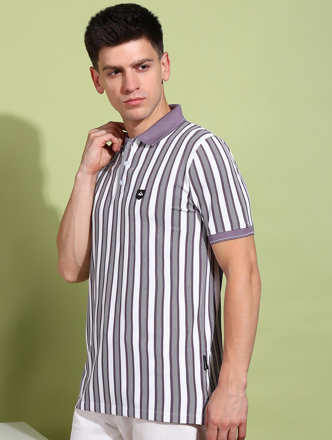 men striped short sleeve regular fit polo t-shirt - 21925549 - Standard Image - 2