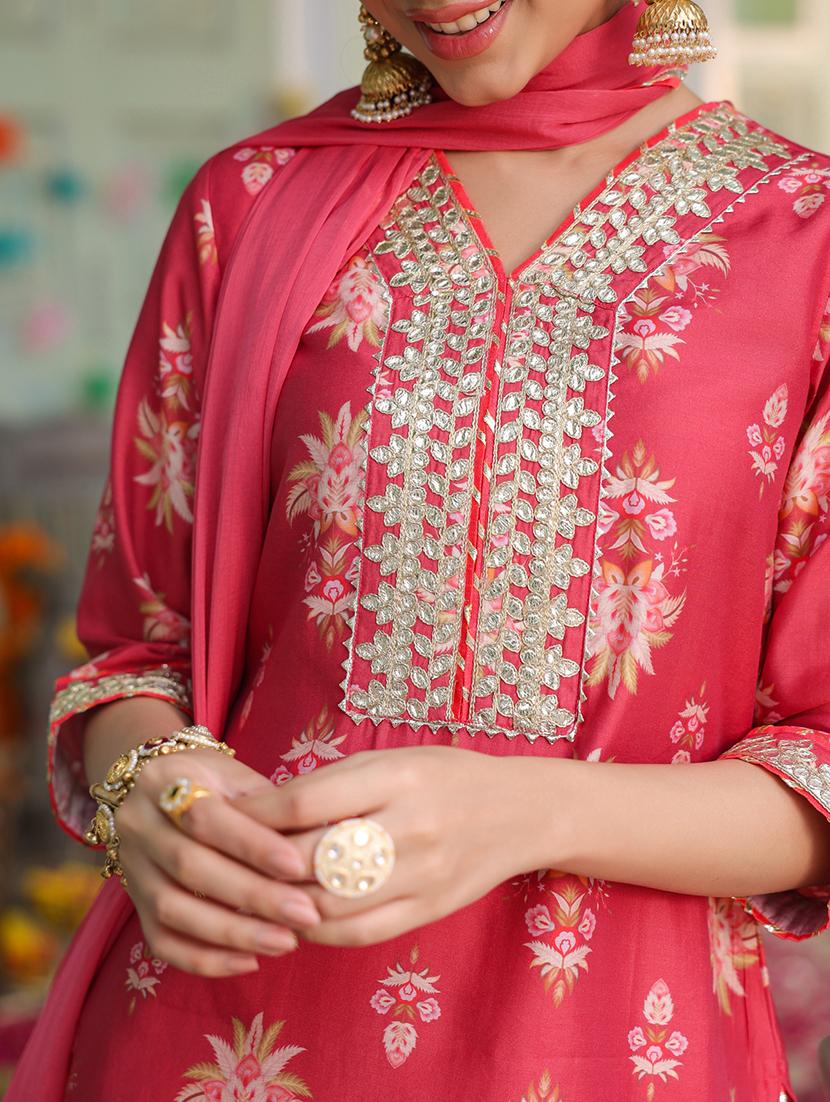 women three quarter sleeve kurta sharara with dupatta set - 21925644 - Standard Image - 2