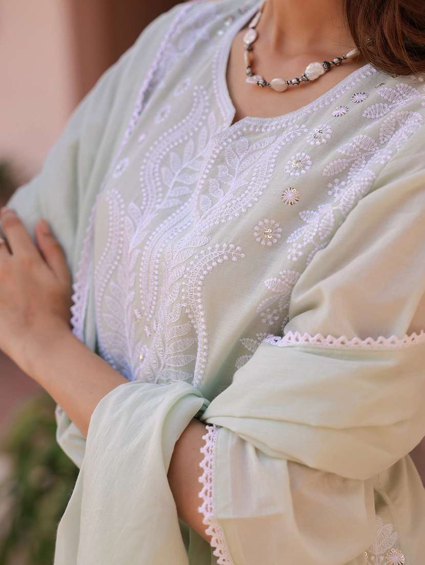 women three quarter sleeve kurta pant with dupatta set - 21925650 -  Standard Image - 2