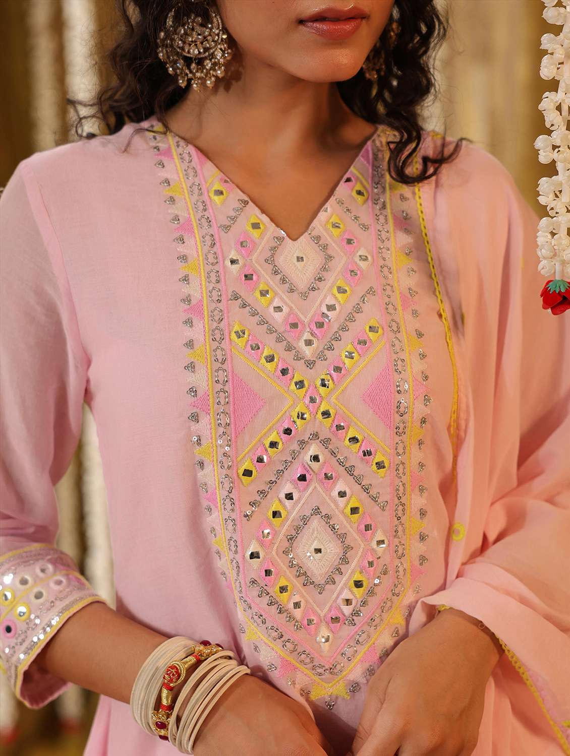 women three quarter sleeve kurta palazzo with dupatta set - 21925676 -  Standard Image - 2