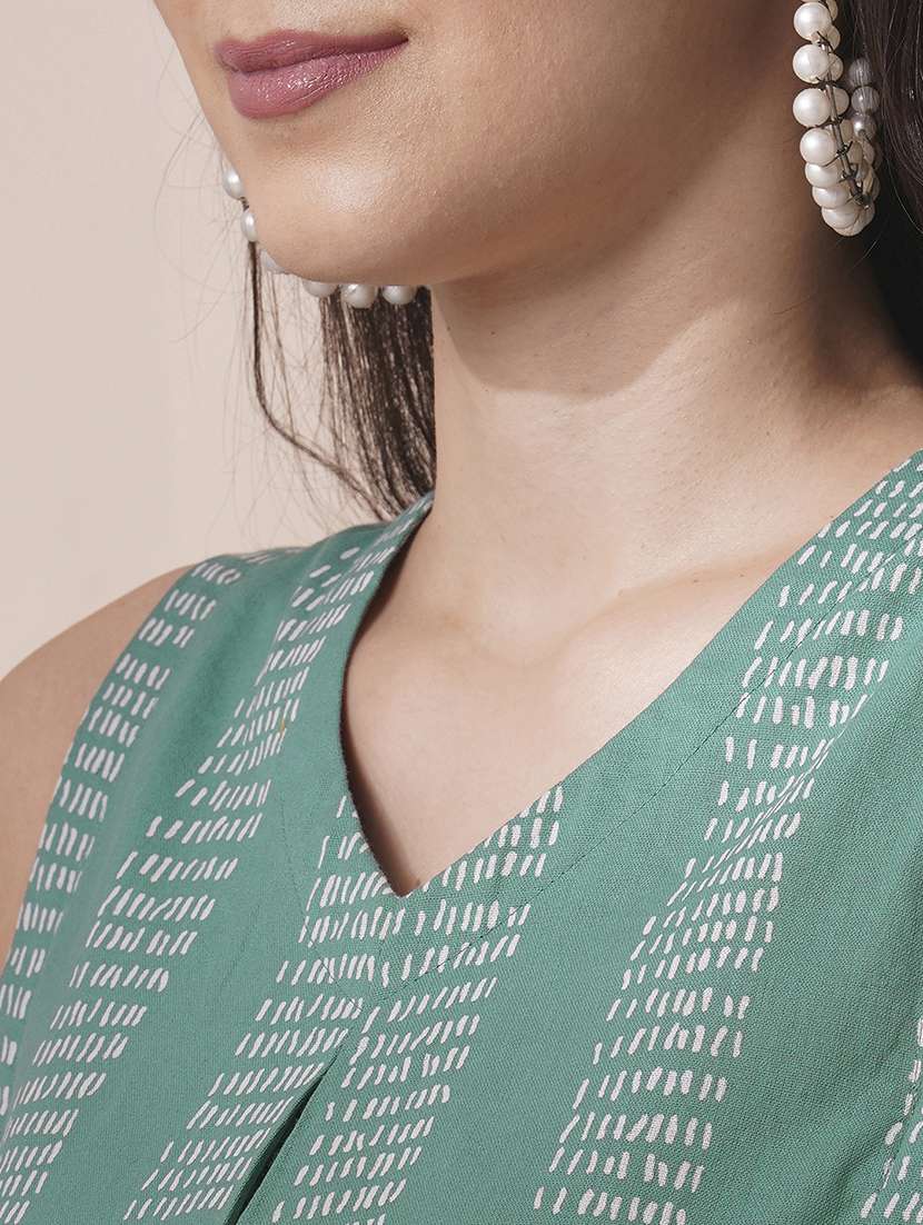 women printed sleveeless a-line kurti - 21925696 -  Standard Image - 2