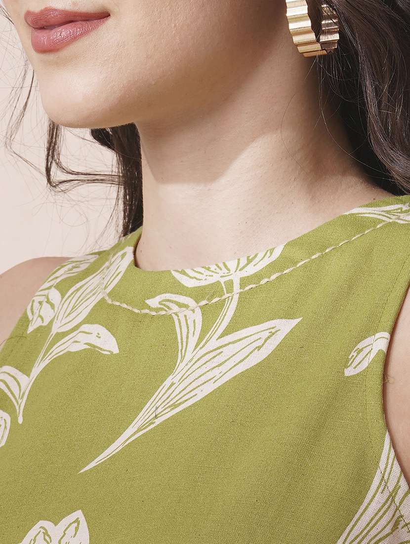 women floral printed sleeveless a-line dress - 21925701 - Standard Image - 2