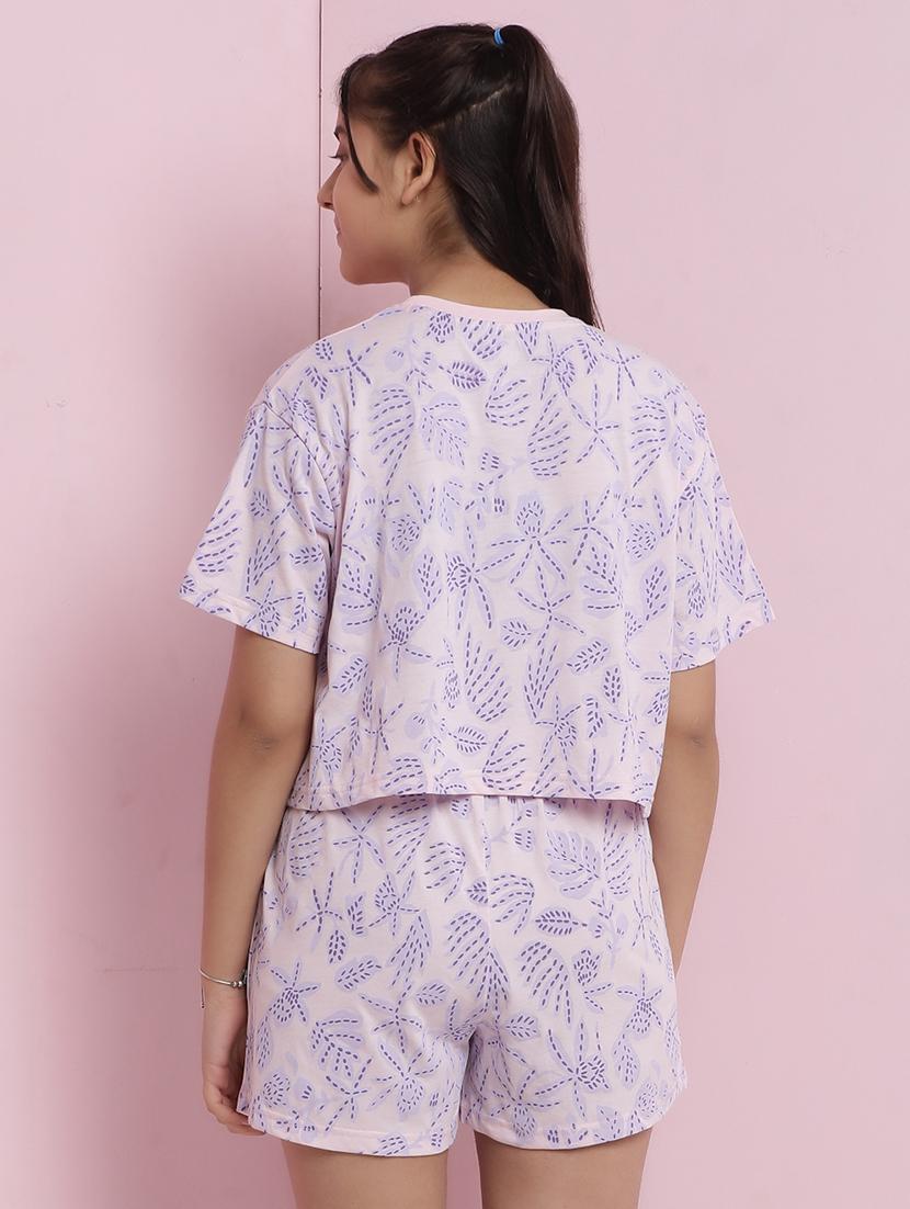 pink cotton shorts set nightwear - 21925734 - Standard Image - 2