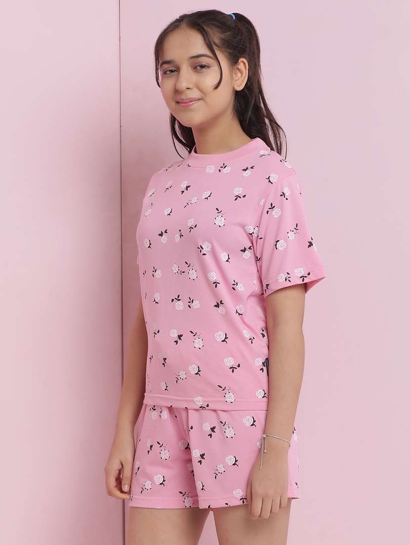 girls floral printed nightwear shorts set - 21925743 -  Standard Image - 2