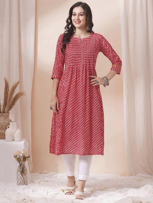 women three quarter sleeve a-line kurta - 21925765 -  Standard Image - 0